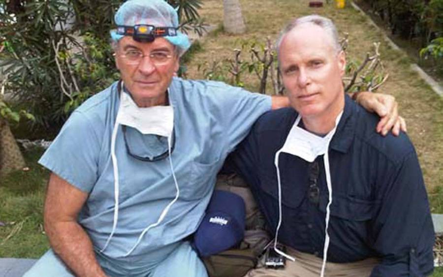Dr. A. Brent Eastman (left) with Scripps Health President and CEO Chris Van Gorder during a Scripps medical response mission to Haiti following 2010 earthquake.