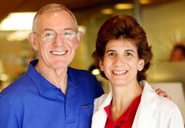 Bruce Buttermore (left) is thriving after robotic surgery to remove his prostate, which was performed by Dr. Carol Salem of Scripps.