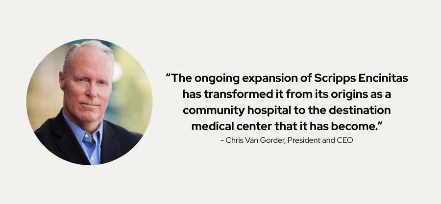Chris Van Gorder, President and CEO for Scripps Health talking about the newest addition to Scripps Memorial Hospital Encinitas.