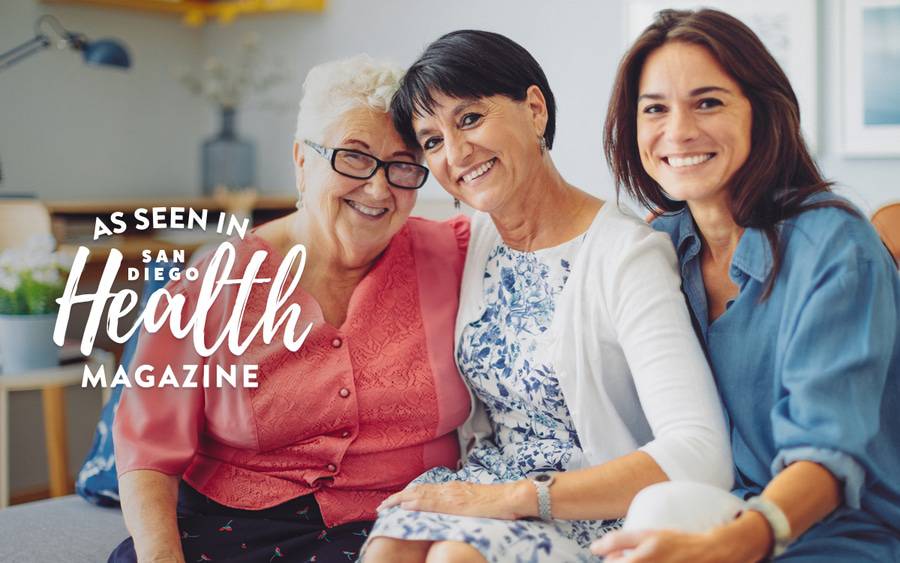 Three generations of women represent sitting together