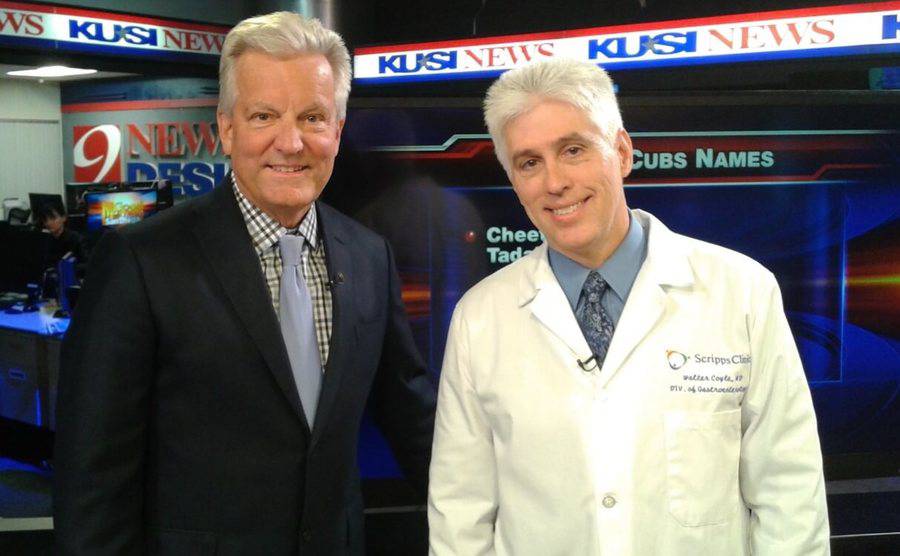 Scripps MD, Walter Coyle, discusses the importance of colorectal cancer screening with a San Diego news anchor.