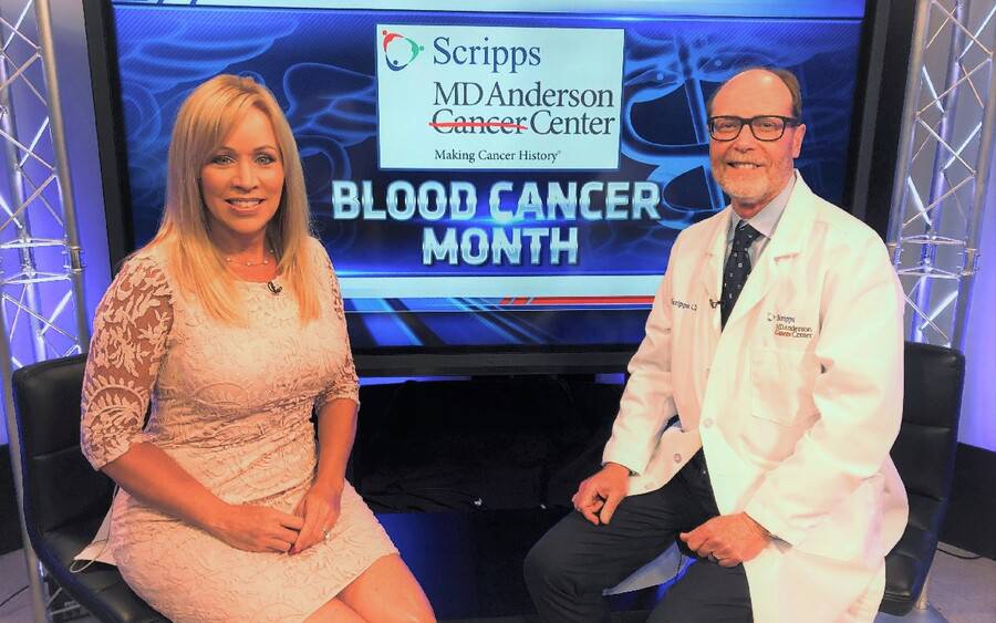 KUSI anchor Ginger Jeffries and Dr. James Mason, a hematologist and oncologist at Scripps MD Anderson Cancer Center.