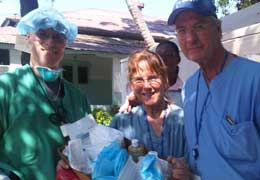 Scripps CEO, nurse and Dr. Eastman caring for patients in Haiti. 