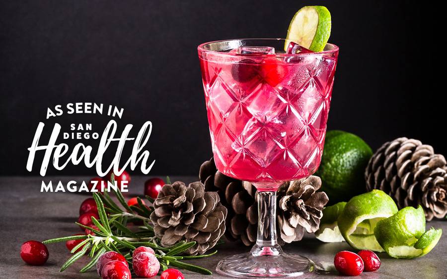 This eye-catching pink drink made with cranberry juice and seltzer water is a delicious, non-alcoholic alternative to traditional holiday cocktails.