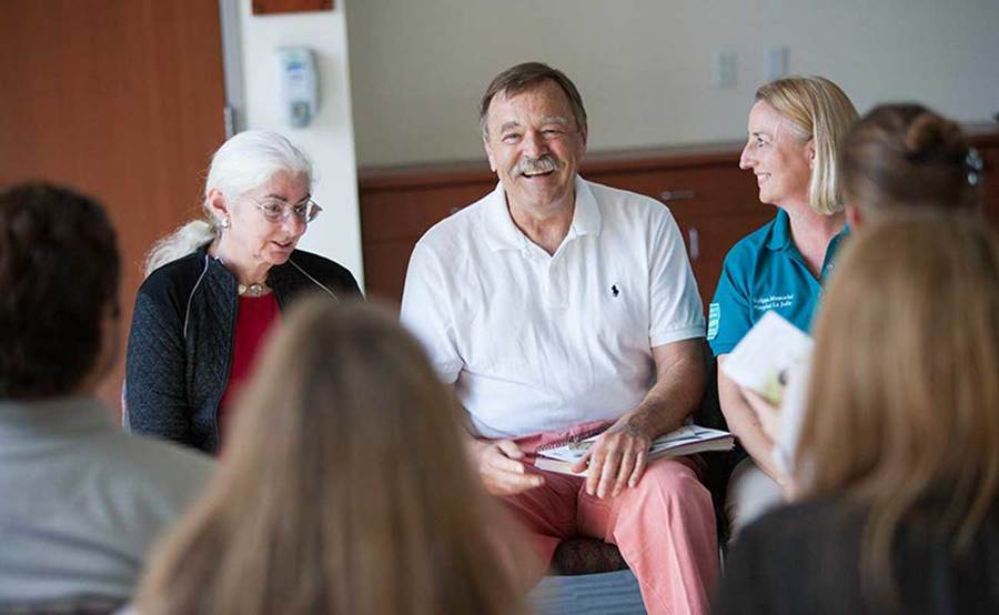 Jim Bischoff leads a support group with other patients within the Scripps LVAD Ambassador Program.