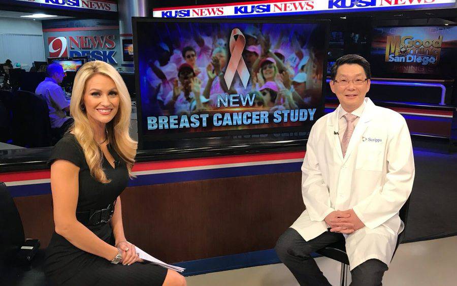 Ray Lin, MD, (right) and KUSI anchor Lauren Phinney.