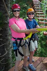 Marian and Holly on a zip-line tour in Kauai less than three months after the organ transplantation procedure.