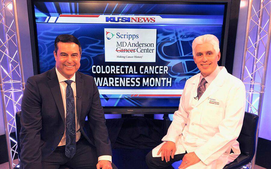A Scripps physician discusses Colorectal Cancer Awareness Month with a San Diego news anchor.