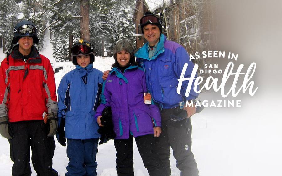 Orthopedic surgeon Jan Fronek, MD, pictured with his family on a ski trip mixes his love of sports and medicine in his practice - SD Health Magazine