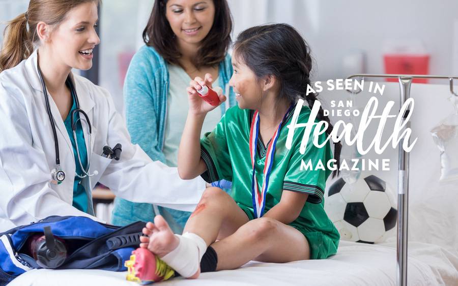 A mom and her young daughter go the doctor after a soccer injury. SD Health Magazine
