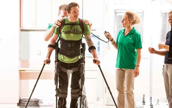 A wearable robot called Ekso benefits patients with paralysis.