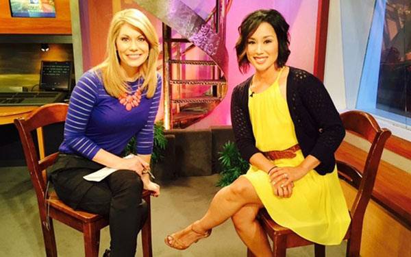 From left, San Diego 6 anchor Heather Myers and Scripps cancer survivor Michelle Fernandez