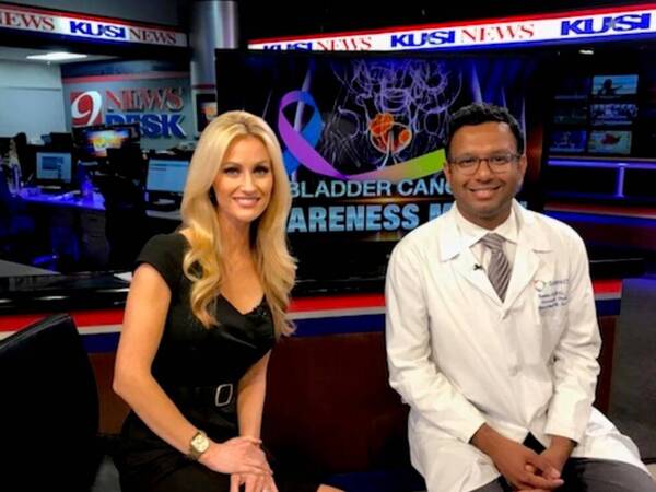 Ramdev Konijeti, MD, a urologist at Scripps Clinic Torrey Pines, discussed the dangers of bladder cancer with KUSI host Lauren Phinney, including symptoms and bladder cancer treatments.