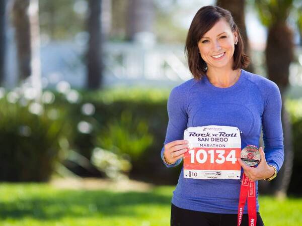 Kristy Castillo, who has type 1 diabetes, is featured in photo after completing a marathon.