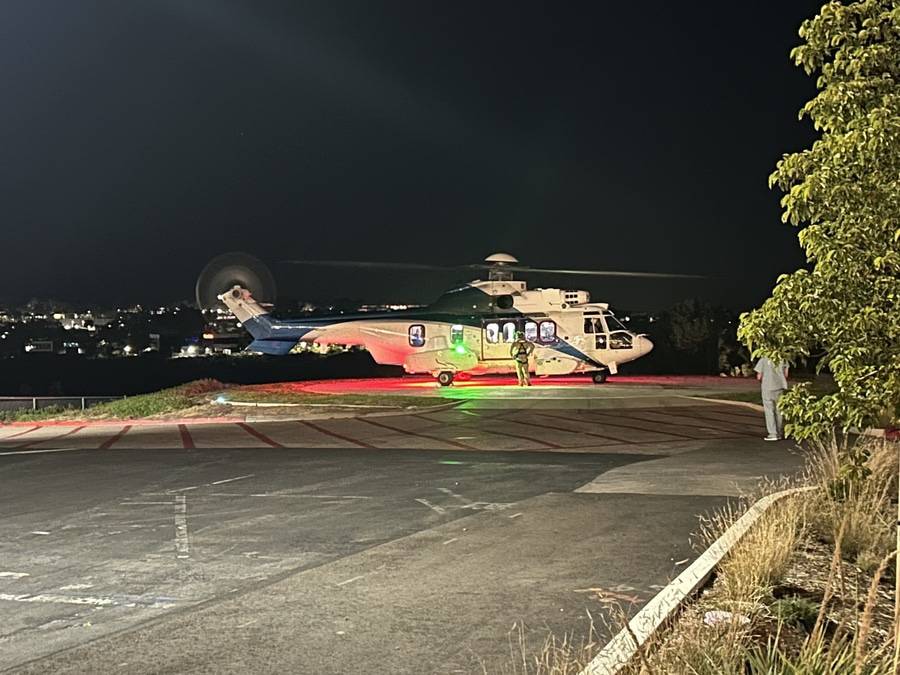 Medevac Helicopter arriving with the astronauts that were evacuated from the International Space Station.