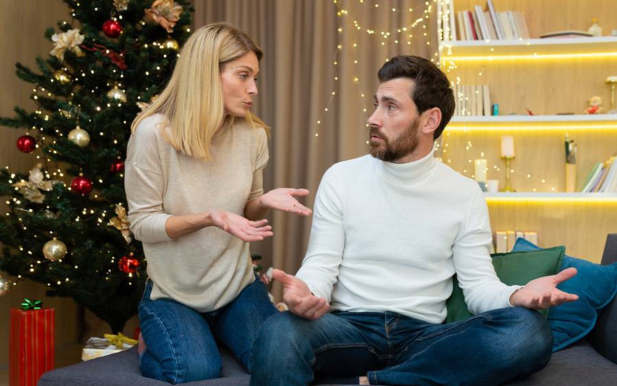 Two family members argue during a holiday gathering.