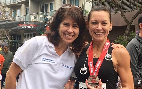 Athena and diabetes patient Kristy Castillo after marathon