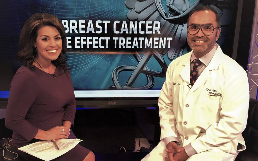 KUSI host Elizabeth Alvarez and Manish Champaneria, MD, Scripps MD Anderson Cancer Center, discuss new breast cancer treatment.