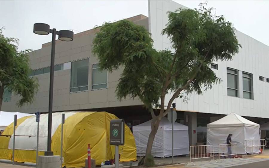 Scripps Memorial Hospital Encinitas is preparing for an increase in COVID-19 cases and has added the COVID-19 surge tents back outside the emergency room.