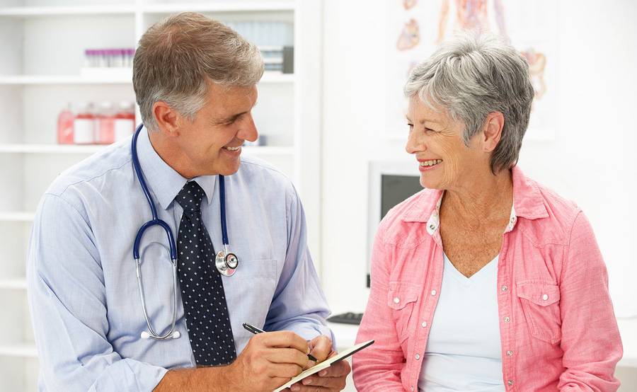 Happy patient receiving care, represents the excellent care provided by the many physicians and educators that provide education to fellows, residents and others at Scripps Health in San Diego.