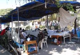 Haiti beds outside of clinic