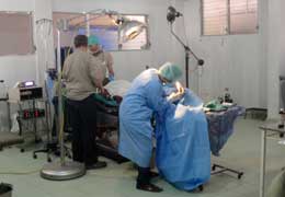 Volunteers in Haiti operating room. 