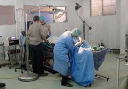 Volunteers in Haiti operating room.