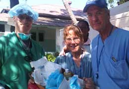Scripps CEO, nurse and Dr. Eastman caring for patients in Haiti.