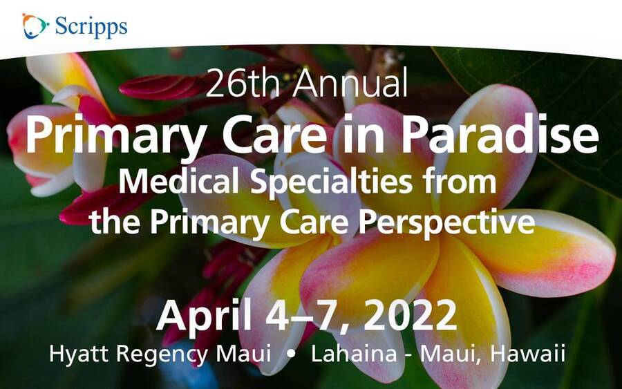 A photo of yellow and pink plumeria flowers represents this conference.