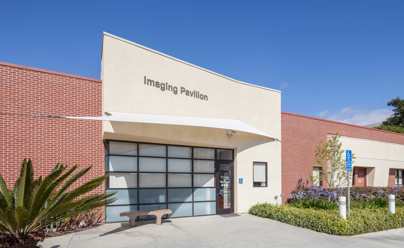 The exterior of the Scripps Memorial Hospital La Jolla Outpatient Imaging Pavilion, located just off I-5 and Genesee Avenue.