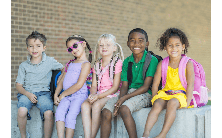Group of kids ready for new school year.