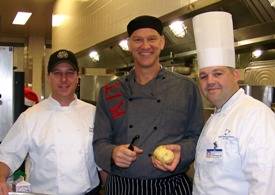 Chef Paul McCabe of L’Auberge Del Mar; John Spinosa, MD, Scripps La Jolla chief of staff; and James Johnson, hospital chef and kitchen supervisor