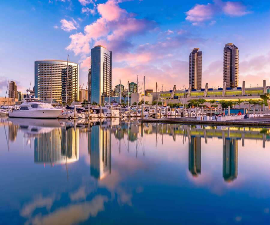 The San Diego skyline looking toward the Marriott Marquis San Diego Marina.