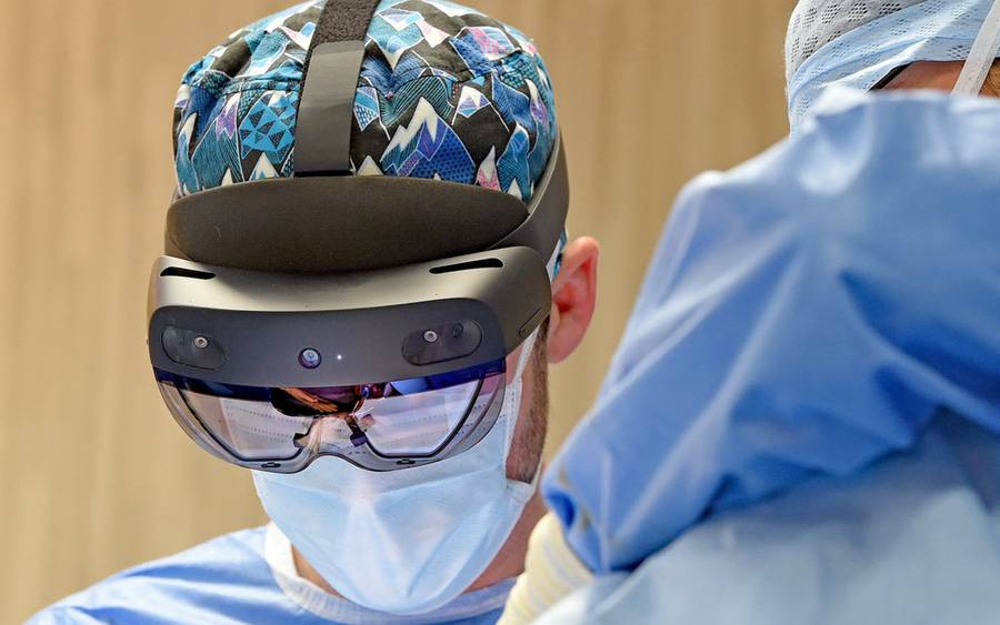 Mixed reality surgeon performing the new mixed reality shoulder surgery.
