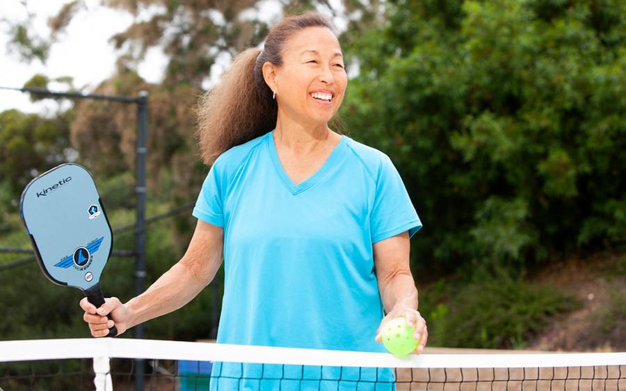 Nancy Butsumyo smiles on the pickleball court. A prediabetes diagnosis was a wakeup call to make lifestyle changes - SD Health Magazine