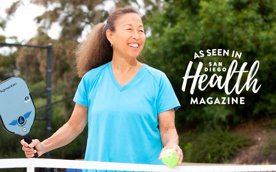 Nancy Butsumyo smiles on the pickleball court. A prediabetes diagnosis was a wakeup call to make lifestyle changes - SD Health Magazine