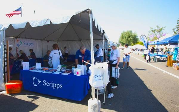 The Scripps booth at RB Alive in Rancho Bernardo provides information about Scripps doctors and services.