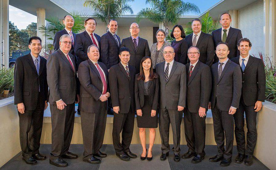 The physicians of the Scripps Clinic Division of Ophthalmology stand together for a group photo.
