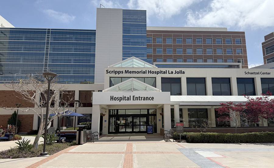 The hospital entrance of Scripps Memorial Hospital La Jolla in San Diego.