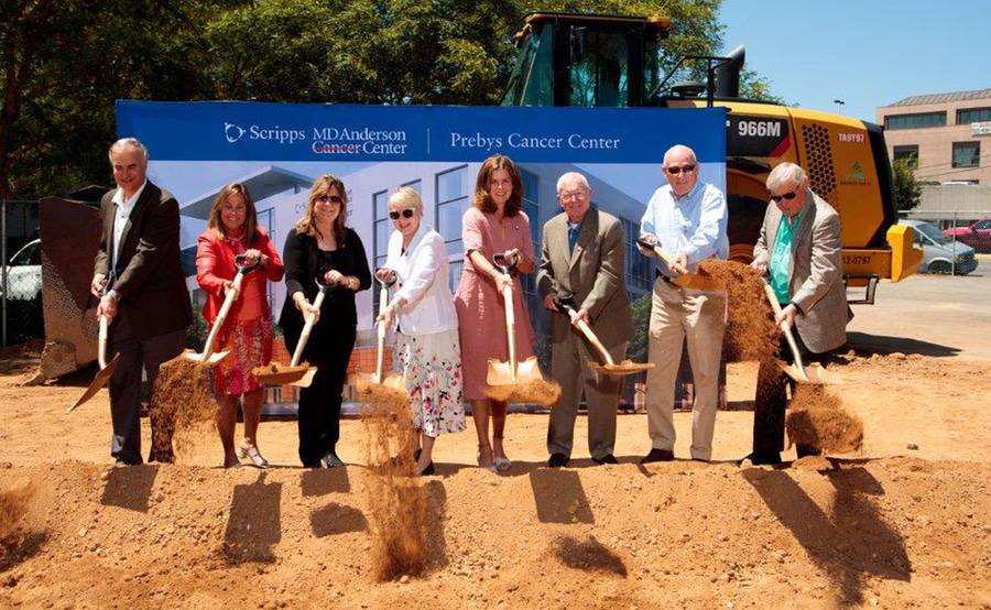 Excited for the future, members of Scripps Health Foundation's donor advisory group break ground at the Prebys Cancer Center.