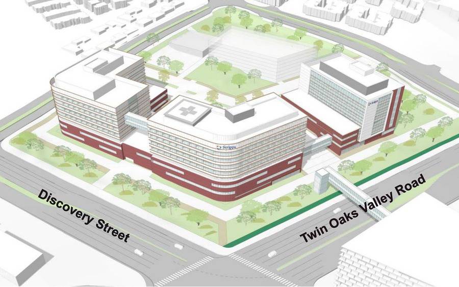 Architectural rendering of the future Scripps San Marcos medical center campus.