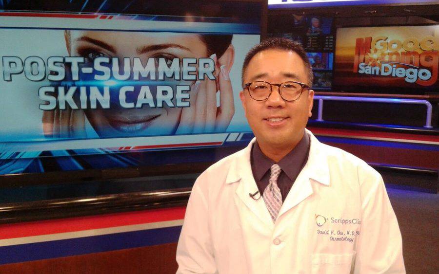 Scripps Dermatologist David Chu, MD, on set of KUSI 