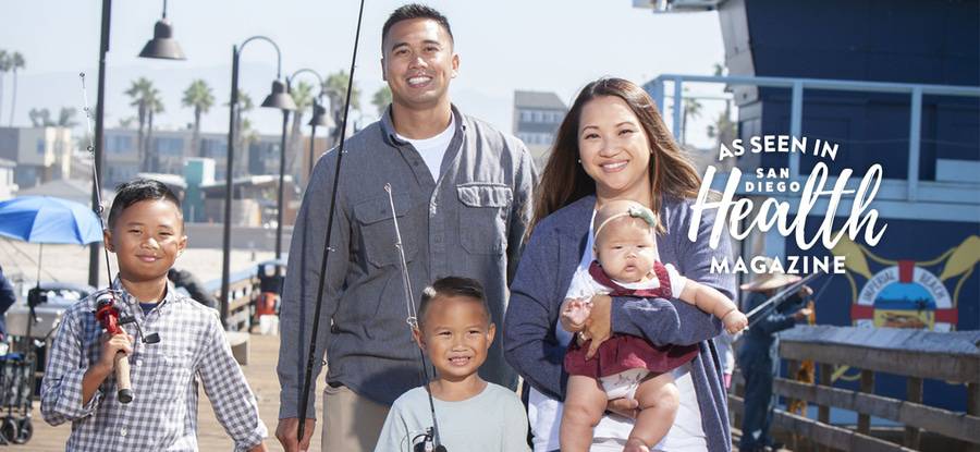 Vy Yamat and her family enjoy the day fishing on a San Diego pier with their new baby thanks to Scripps - SD Health Magazine