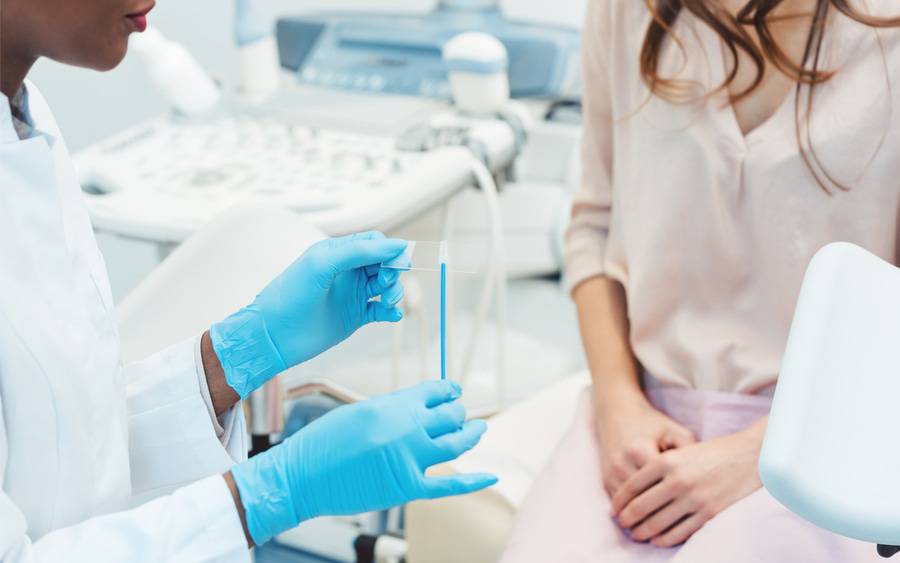 A woman gets her test results for chlamydia.