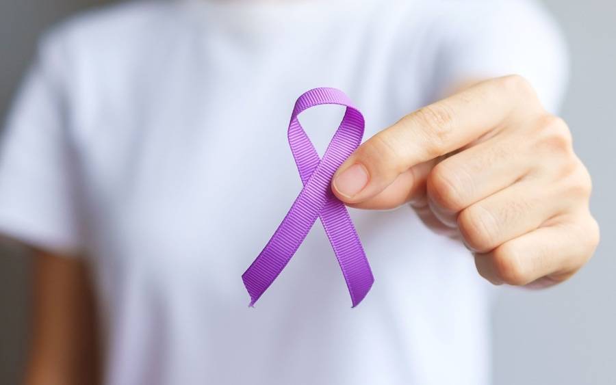 Testicular cancer ribbon to raise awareness.
