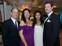 Scripps Mercy Hospital chief executive Tom Gammiere and his wife, Karen, celebrate the 41st Annual Mercy Ball, Experience Paradise, held April 9, 2011, with event chairs Linda and Chris Townson.