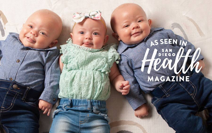 Scripps perinatologists help couple welcome the triplets pictured, two boys and a girl - SD Health Magazine