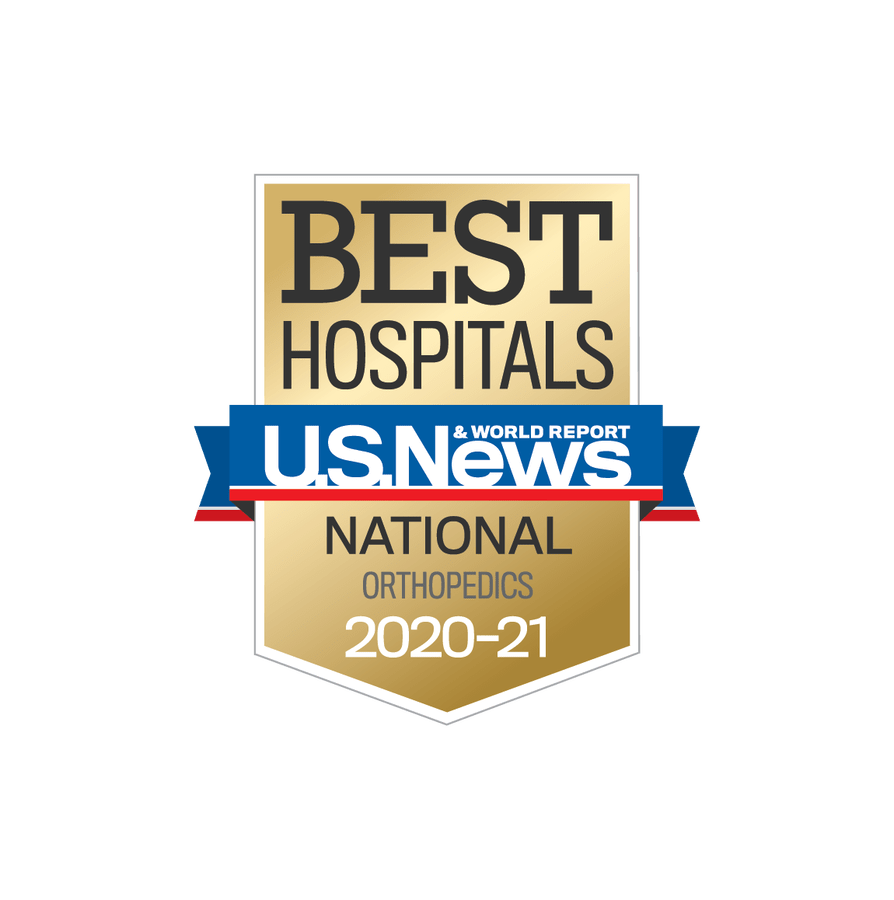 The badge for U.S. News & World Report Best Hospitals 2020-2021 when Scripps Health was nationally ranked for orthopedics
