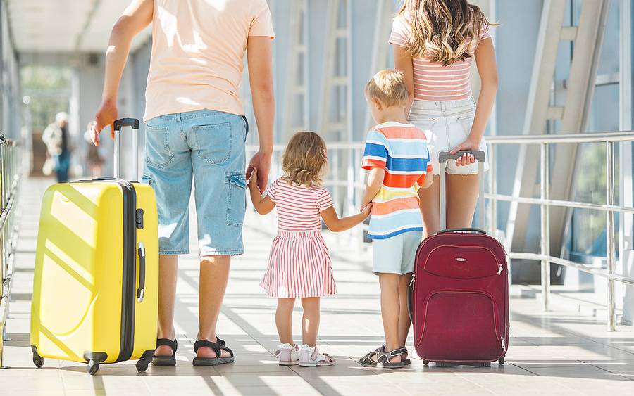 A family that prepared for international trip by going to travel medicine clinic, arrives at their destination.