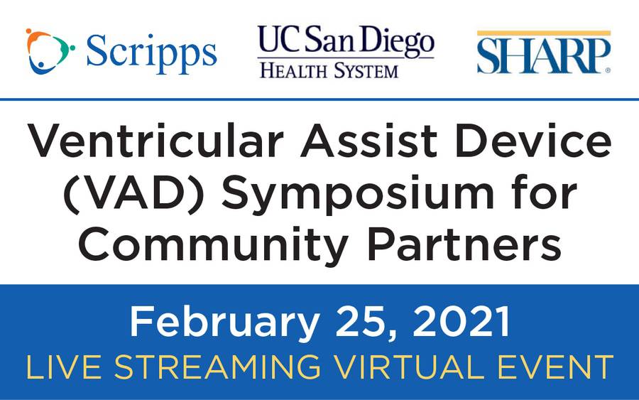 A banner with logos for Scripps, UC San Diego Health System and Sharp, along with the date and title of this conference.